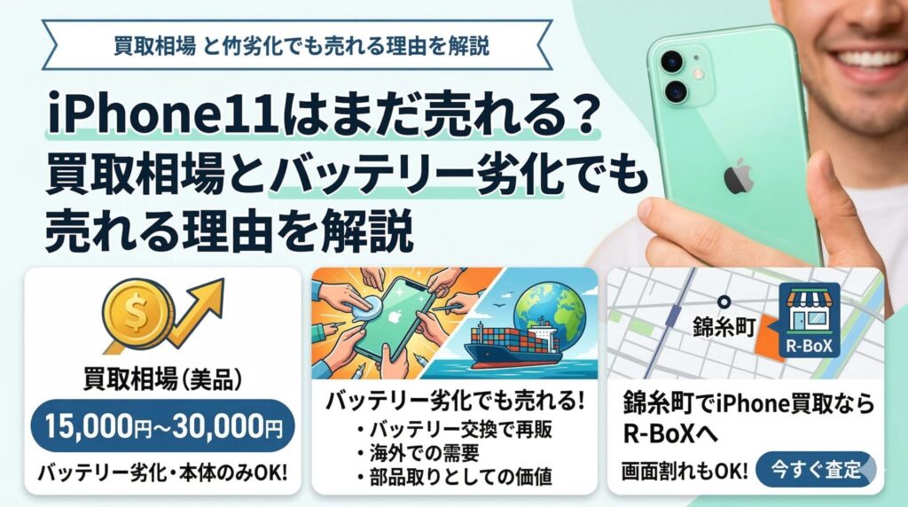 iPhone11はまだ売れる？買取相場とバッテリー劣化でも売れる理由を解説